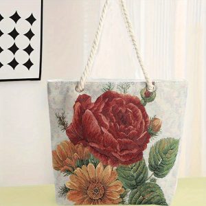 1-Pack Super Strong Large Cotton Canvas Tote Bag, Reusable Grocery Shopping Cloth Bags, Fashionable Bags for Crafts, DIY Your Creative Designs