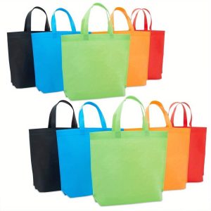 10-Pack EFFOREST Non-Woven Rectangular Shopping Totes, Durable Polypropylene, Grocery Bags, Assorted Colors