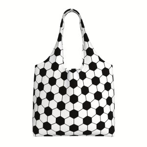 Woman Soccer Tote Handbag Large Oversize Casual Canvas Sports Mom Beach Bag Travel Bag Canvas Gift Soccer Tote Bag For Women