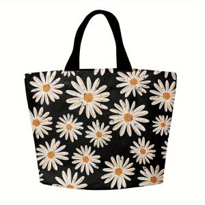 Daisy Tote Bag Shopping Tote Bags Large Capacity Grocery Bag Lightweight Reusable Convenient Shoulder Bag